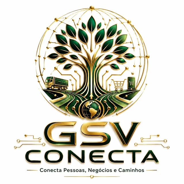 Logomarca GSV Conecta, árvore de conexão, tecnologia e mobilidade