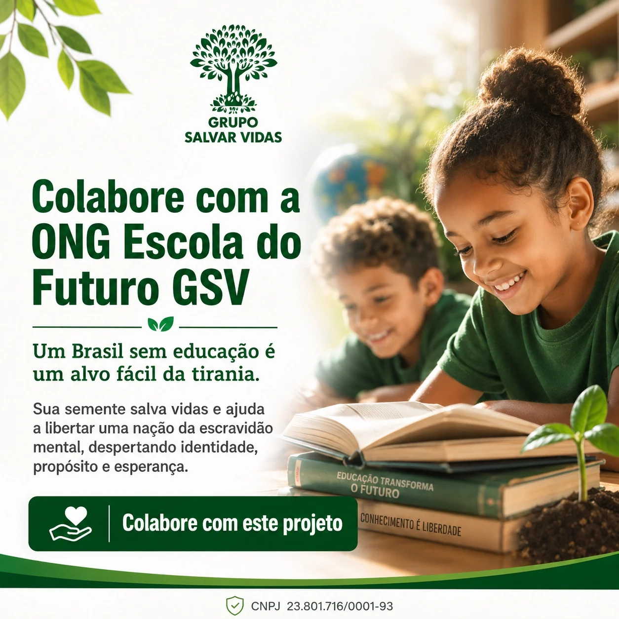Colabore com a ONG Escola do Futuro GSV